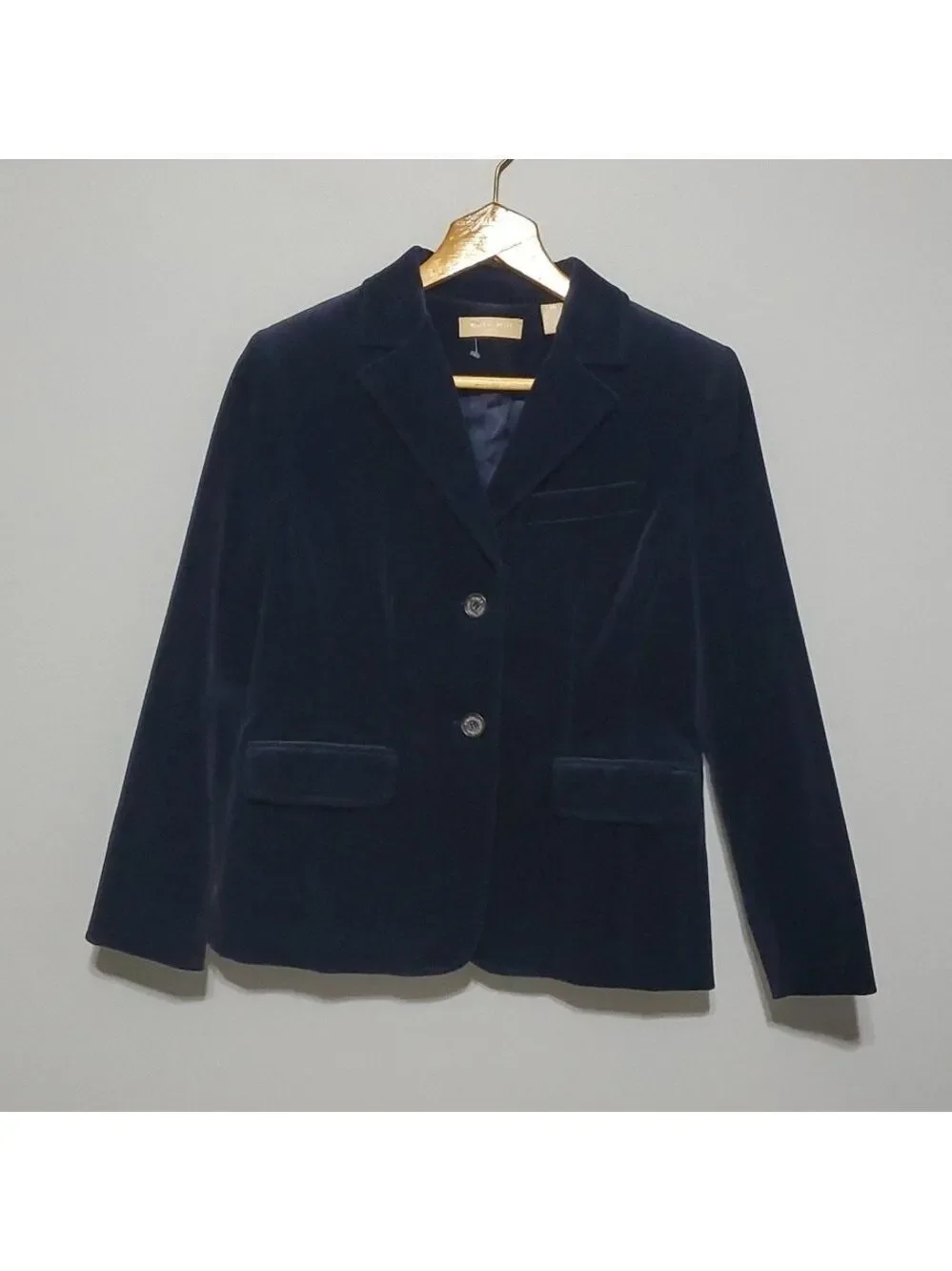 Kate Hill jacket women's size 2p 2 petite dark blue velour Velvet like l…